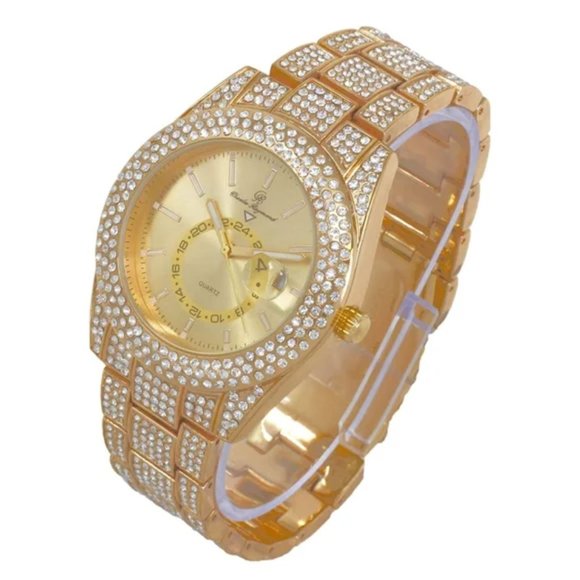 Watch and Jewelry set cuban chain watch earrings - Picture 5 of 9